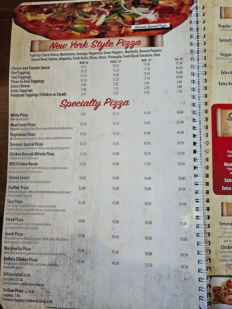 Simona's Italian Restaurant Menu image 3